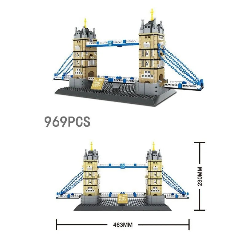 Wange MOC Building Block Set: London Tower Bridge, Model 4219