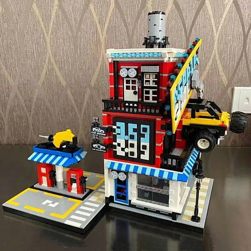 Wange MOC Building Block Set: Car Service Center