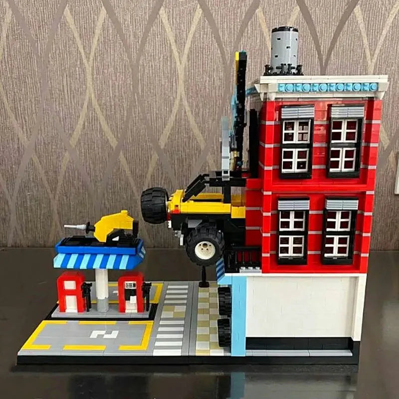 Wange MOC Building Block Set: Car Service Center