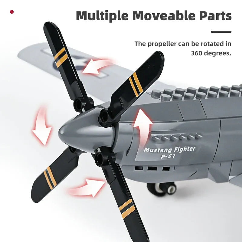 Wange Building Block Set: WW2 Aircraft P-51 Mustang Fighter, Model W4004