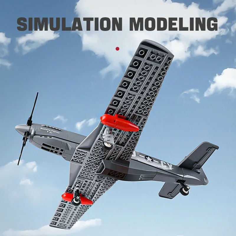 Wange Building Block Set: WW2 Aircraft P-51 Mustang Fighter, Model W4004