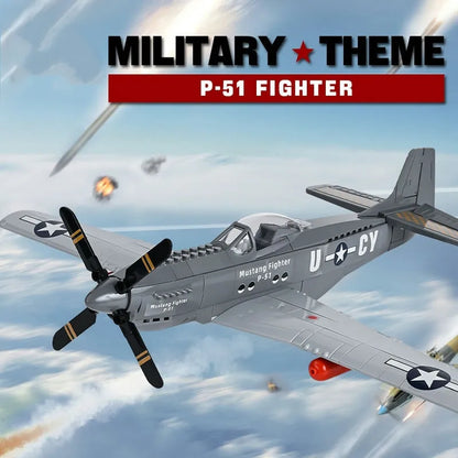 Wange Building Block Set: WW2 Aircraft P-51 Mustang Fighter, Model W4004