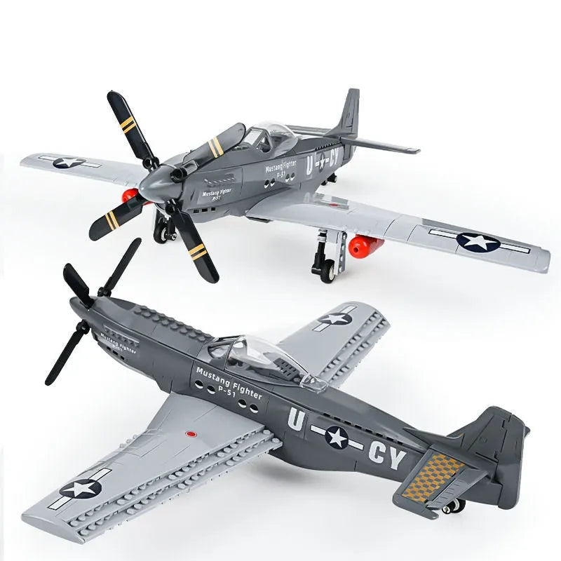 Wange Building Block Set: WW2 Aircraft P-51 Mustang Fighter, Model W4004