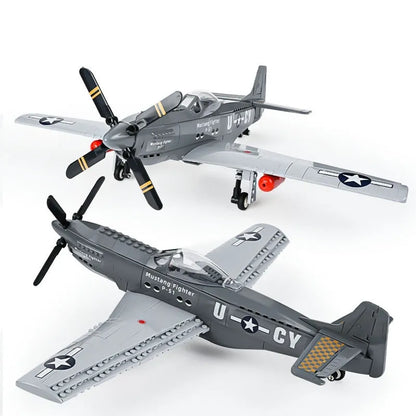 Wange Building Block Set: WW2 Aircraft P-51 Mustang Fighter, Model W4004