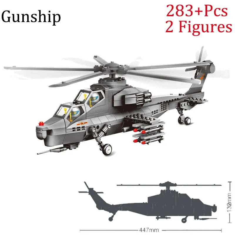 Wange Building Block Set: WZ10 Gunship Helicopter, Model JX002