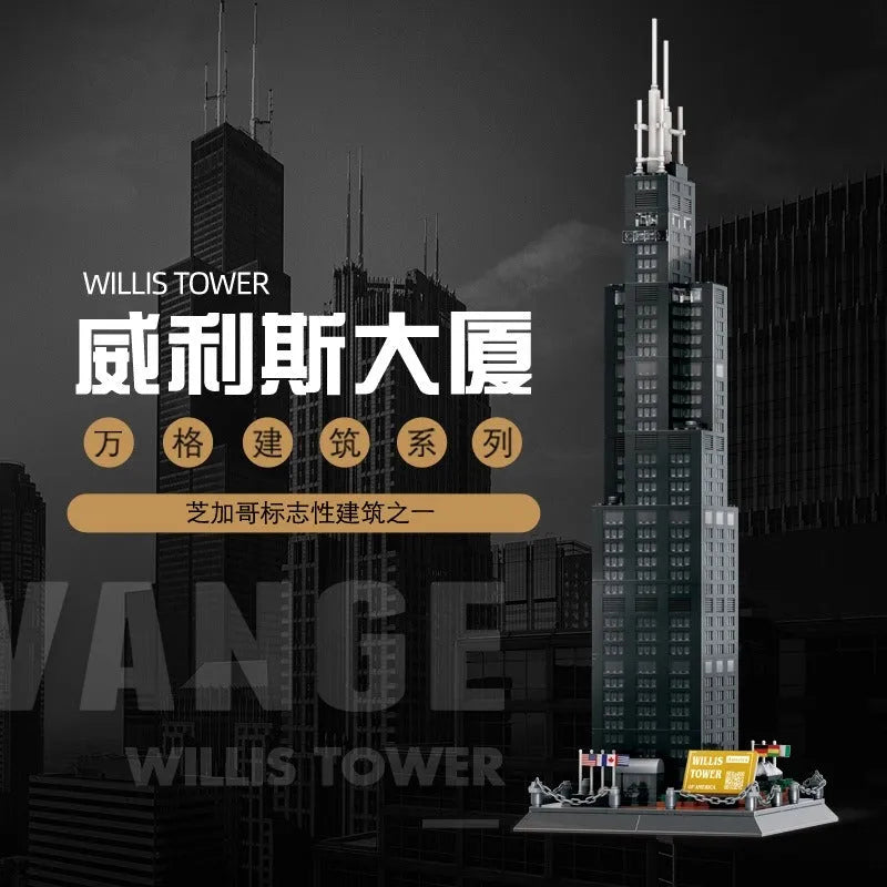 Wange MOC Building Block Set: 5228 Architecture Chicago Willis Tower