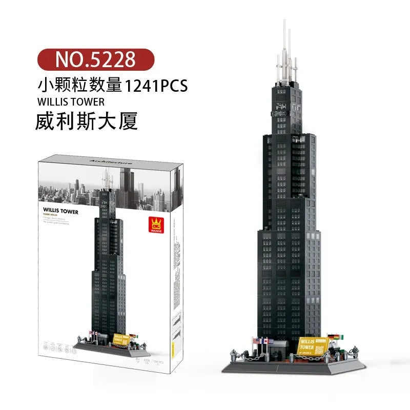 Wange MOC Building Block Set: 5228 Architecture Chicago Willis Tower