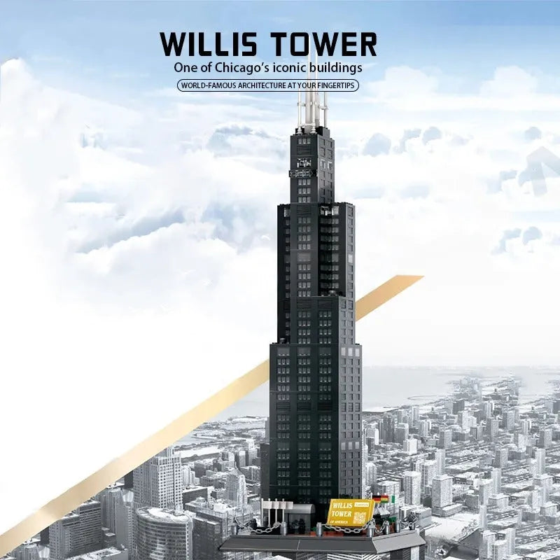 Wange MOC Building Block Set: 5228 Architecture Chicago Willis Tower