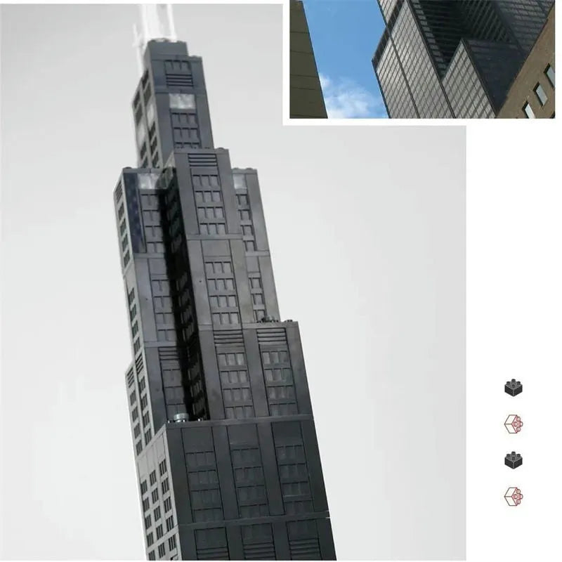 Wange MOC Building Block Set: 5228 Architecture Chicago Willis Tower