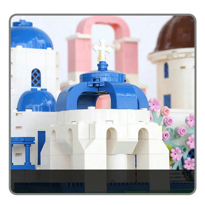 Wange MOC Building Block Set: 6230 Architecture Santorini Island Modern Villa