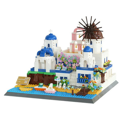 Wange MOC Building Block Set: 6230 Architecture Santorini Island Modern Villa