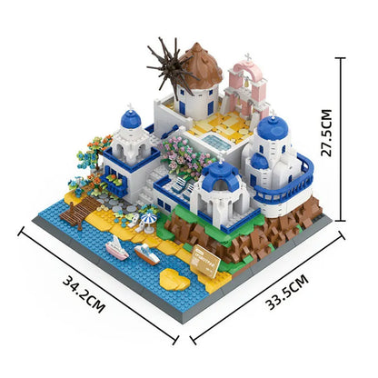 Wange MOC Building Block Set: 6230 Architecture Santorini Island Modern Villa