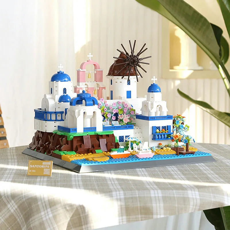 Wange MOC Building Block Set: 6230 Architecture Santorini Island Modern Villa