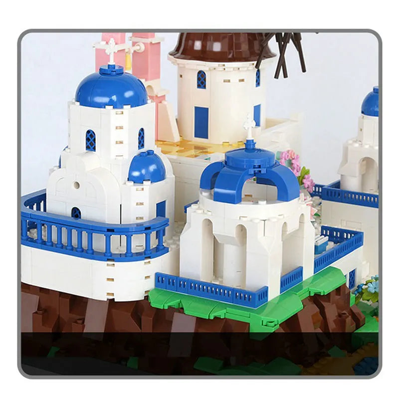 Wange MOC Building Block Set: 6230 Architecture Santorini Island Modern Villa