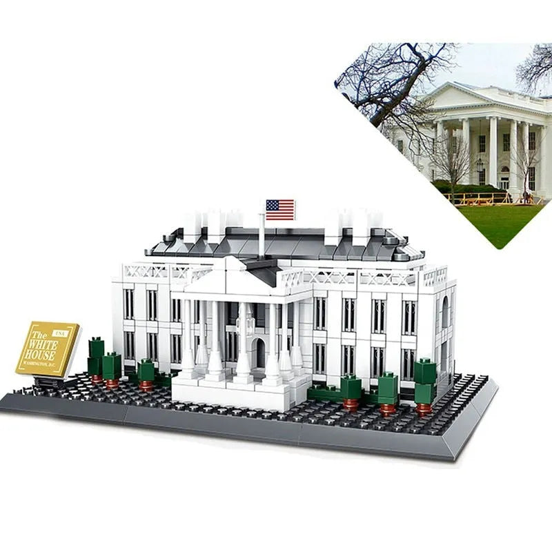 Wange MOC Building Block Set: 7018 White House Skyline, Model 4214