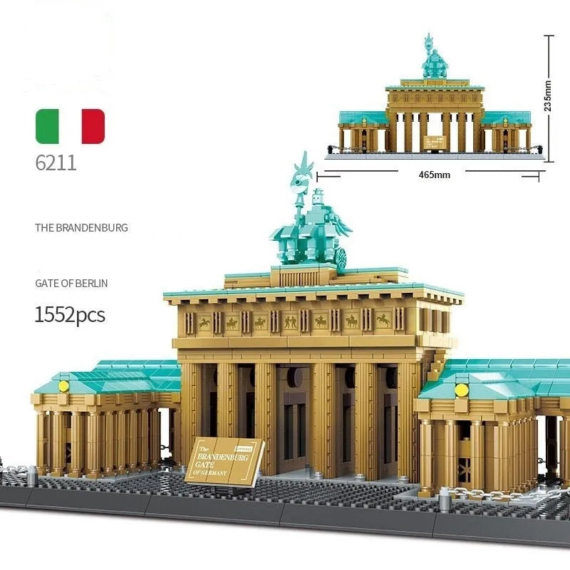 Wange MOC Building Block Set: Berlin Brandenburg Gate, Model 6211