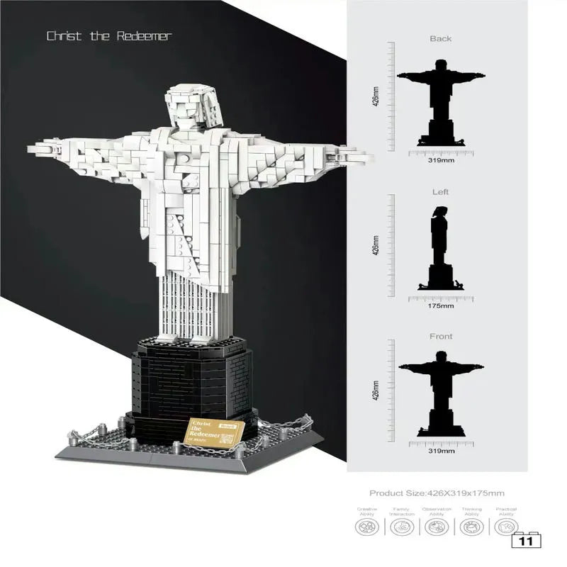 Wange MOC Building Block Set: Brazil Christ Redeemer, Model 5231