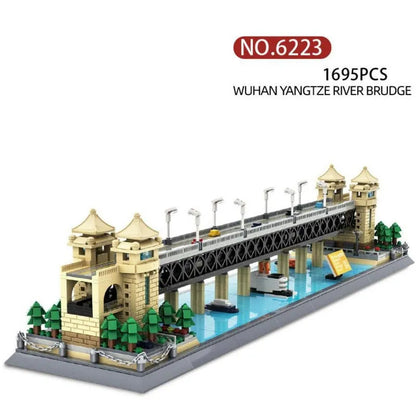 Wange MOC Building Block Set: China Wuhan River Bridge, Model 6223