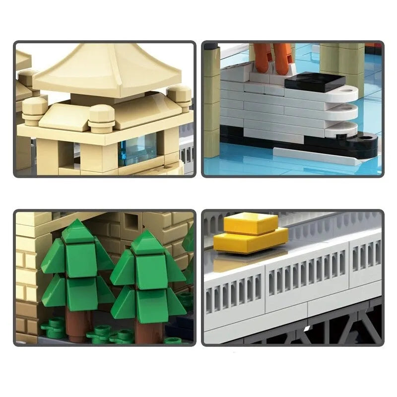 Wange MOC Building Block Set: China Wuhan River Bridge, Model 6223