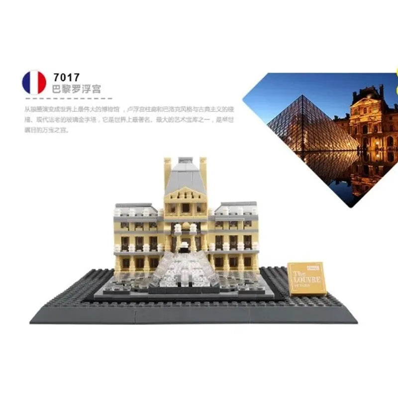 Wange MOC Building Block Set: Paris The Louvre, Model 4213