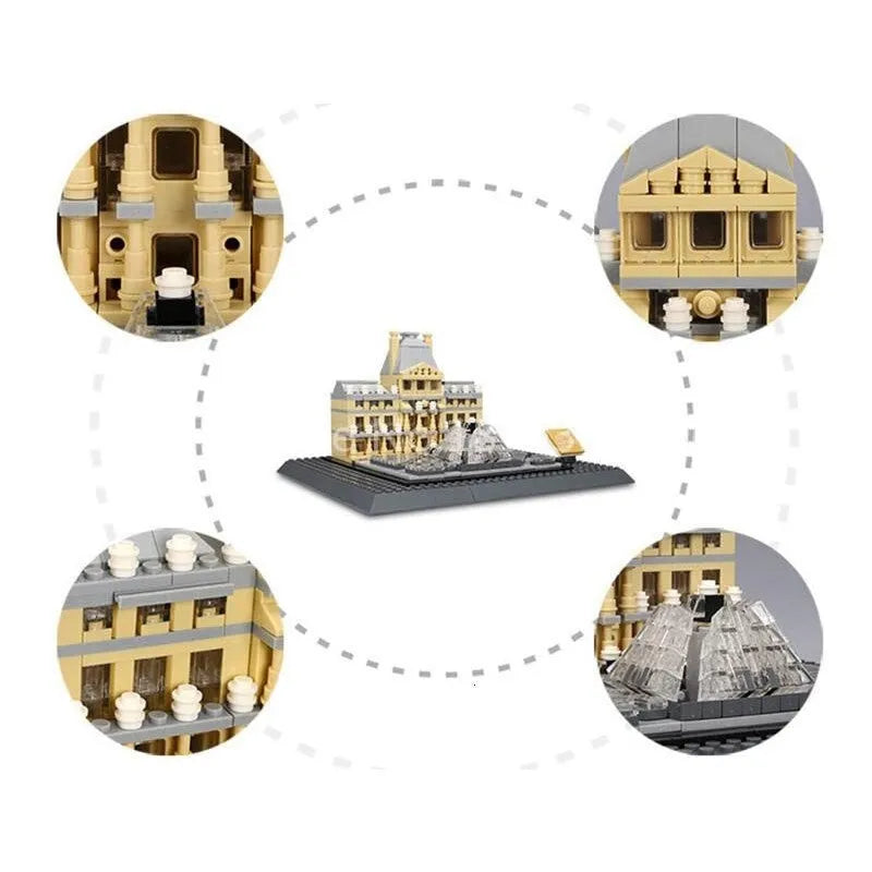 Wange MOC Building Block Set: Paris The Louvre, Model 4213