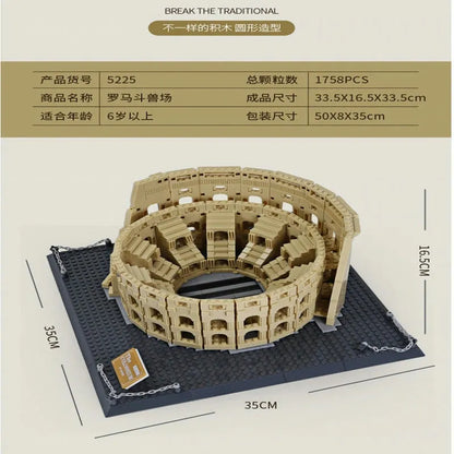 Wange MOC Building Block Set: Italy Rome Colosseum, Model 5225