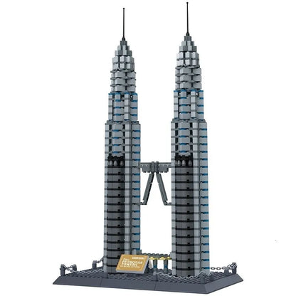 Wange MOC Building Block Set: Kuala Lumpur Petronas Tower, Model 8011