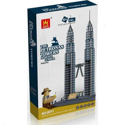 Wange MOC Building Block Set: Kuala Lumpur Petronas Tower, Model 8011
