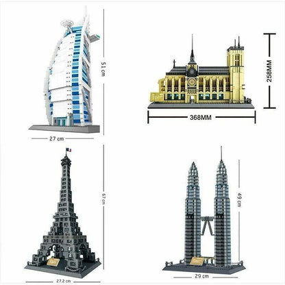 Wange MOC Building Block Set: Kuala Lumpur Petronas Tower, Model 8011
