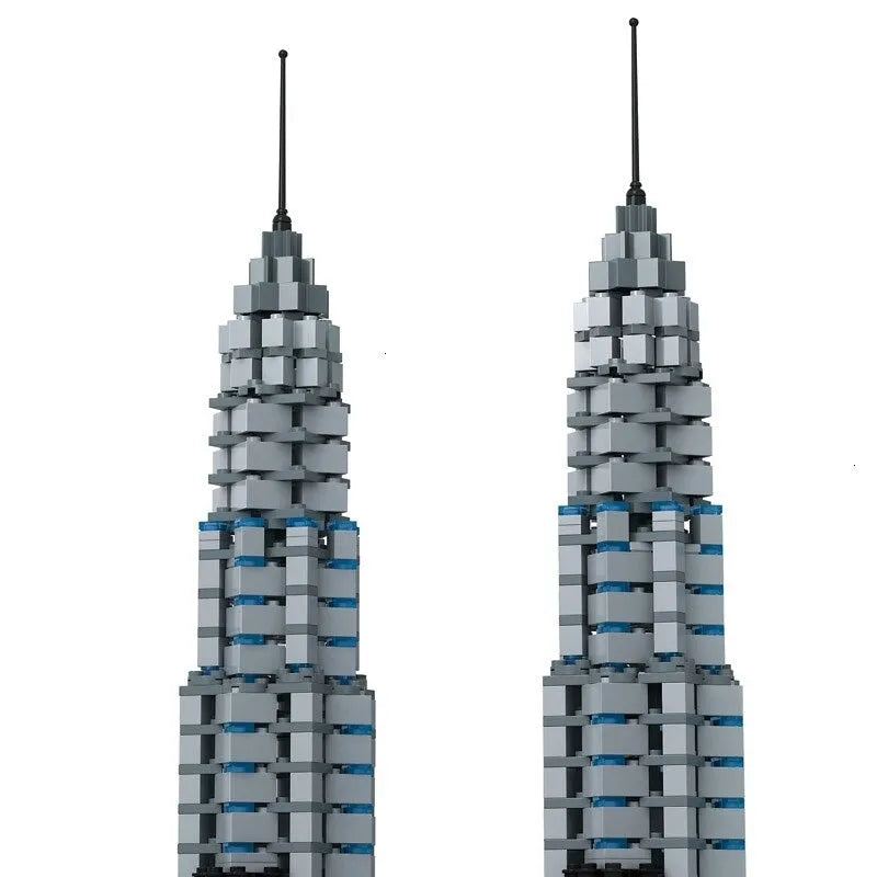 Wange MOC Building Block Set: Kuala Lumpur Petronas Tower, Model 8011