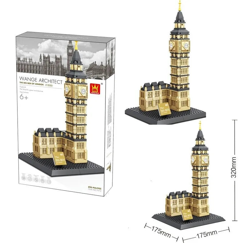 Wange MOC Building Block Set: London Big Ben, Model 7012