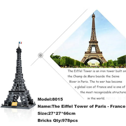 Wange MOC Building Block Set: Paris Eiffel Tower, Model 8015