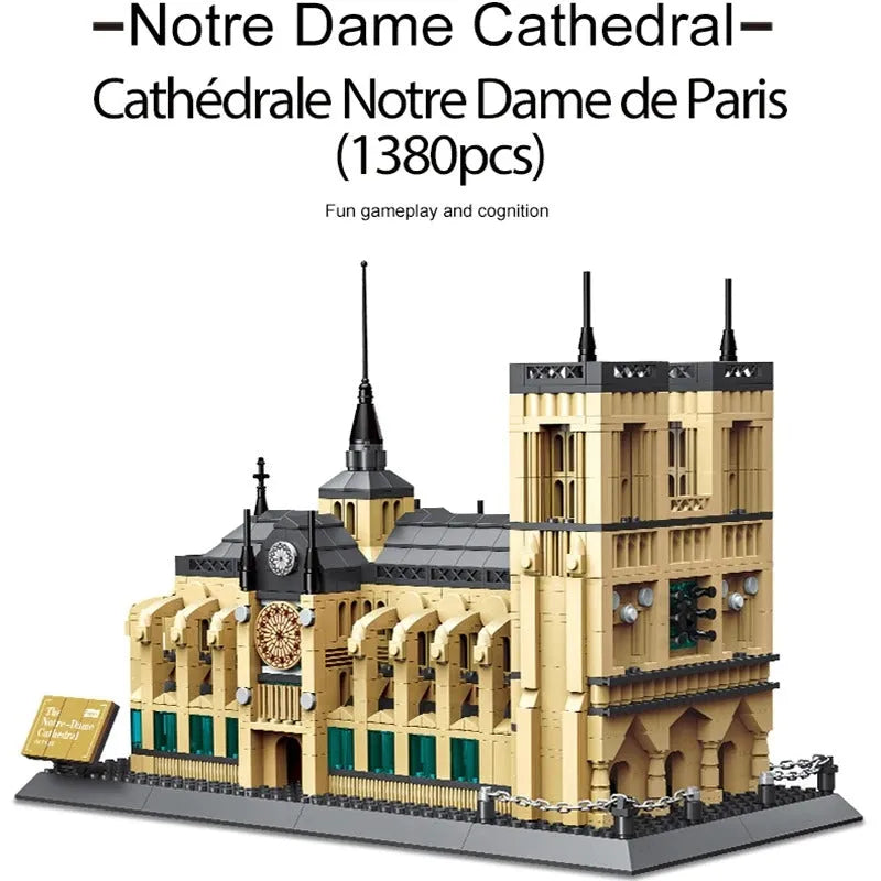 Wange MOC Building Block Set: Paris Notre Dame Cathedral, Model 5210