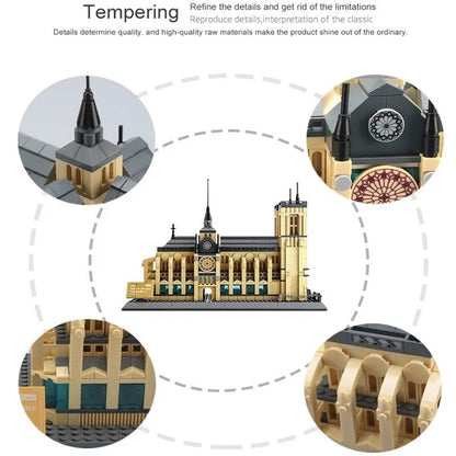 Wange MOC Building Block Set: Paris Notre Dame Cathedral, Model 5210