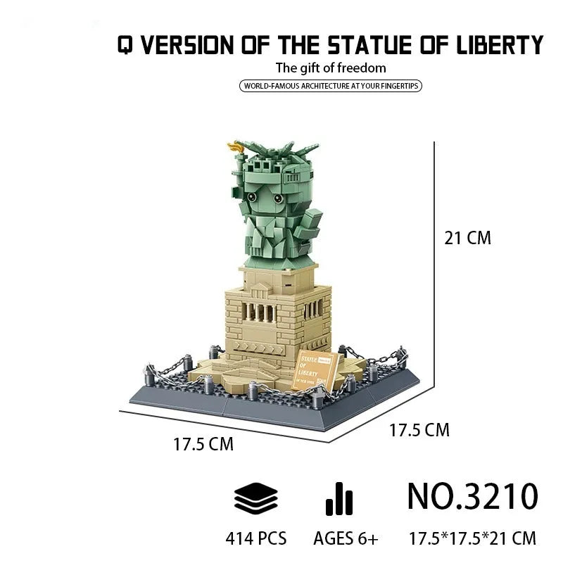 Wange MOC Building Block Set: Statue Of Liberty Q Version, Model 3210