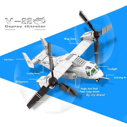 Wange MOC Building Block Set: Boeing V22 Bell Osprey 5006