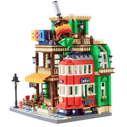 Wange MOC Building Block Set: BBQ Restaurant, Model 6313