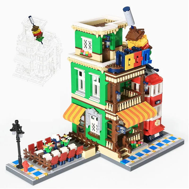Wange MOC Building Block Set: BBQ Restaurant, Model 6313