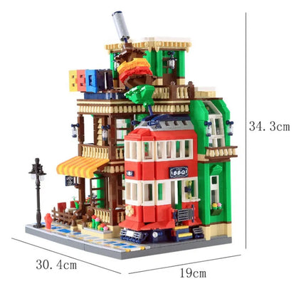 Wange MOC Building Block Set: BBQ Restaurant, Model 6313