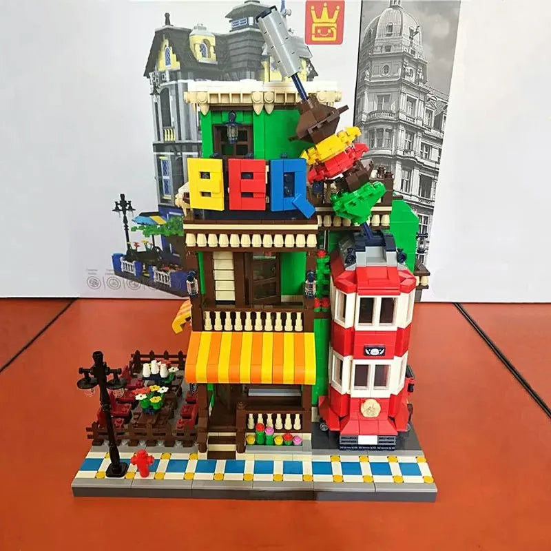 Wange MOC Building Block Set: BBQ Restaurant, Model 6313
