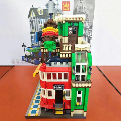 Wange MOC Building Block Set: BBQ Restaurant, Model 6313