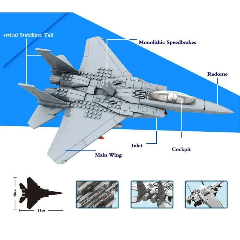 Wange MOC Building Block Set: F-15 Eagle Fighter Plane, Model 4004