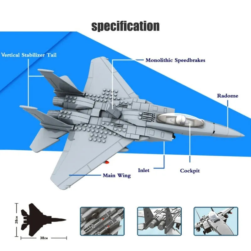 Wange MOC Building Block Set: F-15 Eagle Fighter Plane, Model 4004