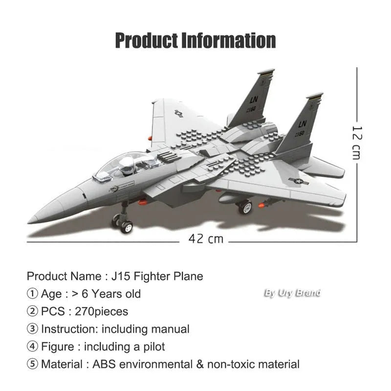 Wange MOC Building Block Set: F-15E Eagle Fighter Jet Plane, Model JX-005