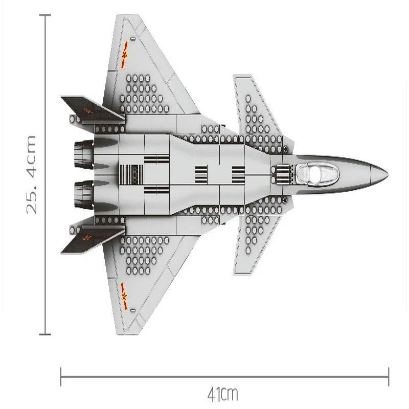 Wange MOC Building Block Set: J20 Stealth Fighter Plane, Model JX003