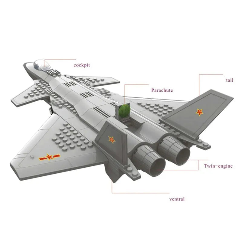 Wange MOC Building Block Set: J20 Stealth Fighter Plane Kids, Model 4003