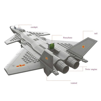 Wange MOC Building Block Set: J20 Stealth Fighter Plane Kids, Model 4003