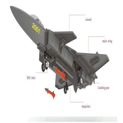 Wange MOC Building Block Set: J20 Stealth Fighter Plane Kids, Model 4003