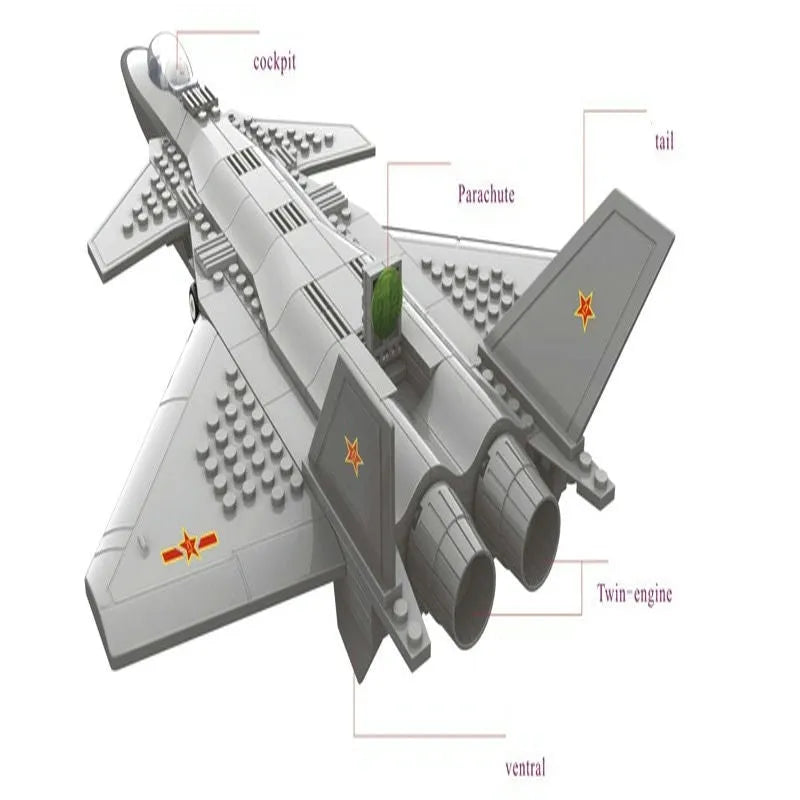 Wange MOC Building Block Set: J20 Stealth Fighter Plane Kids, Model 4003