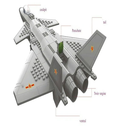 Wange MOC Building Block Set: J20 Stealth Fighter Plane Kids, Model 4003